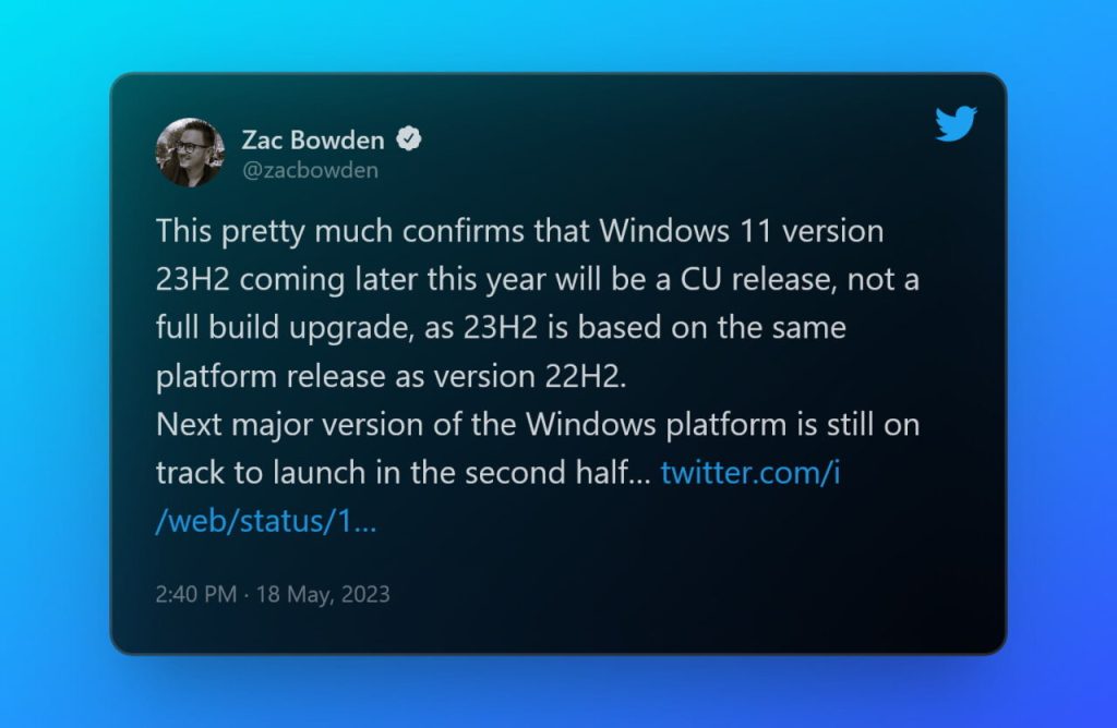 图片[2]-Windows 11 版本 23H2 将是 22H2 的次要累积更新-特资啦！个人资源分享站